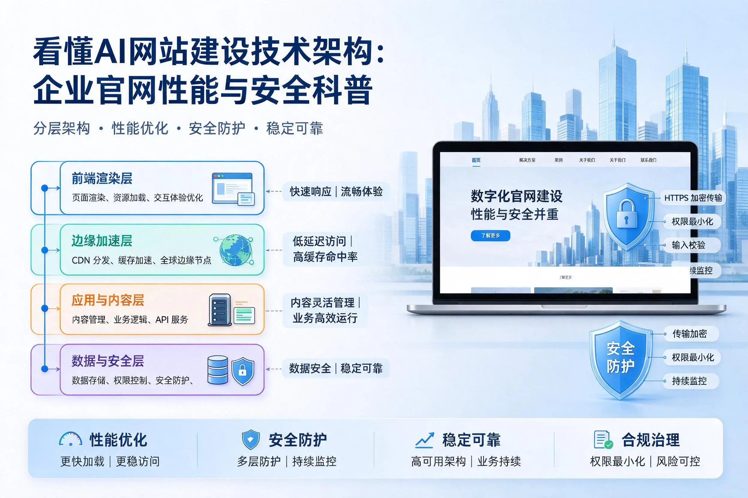 看懂AI网站建设技术架构：长治企业官网性能与安全科普