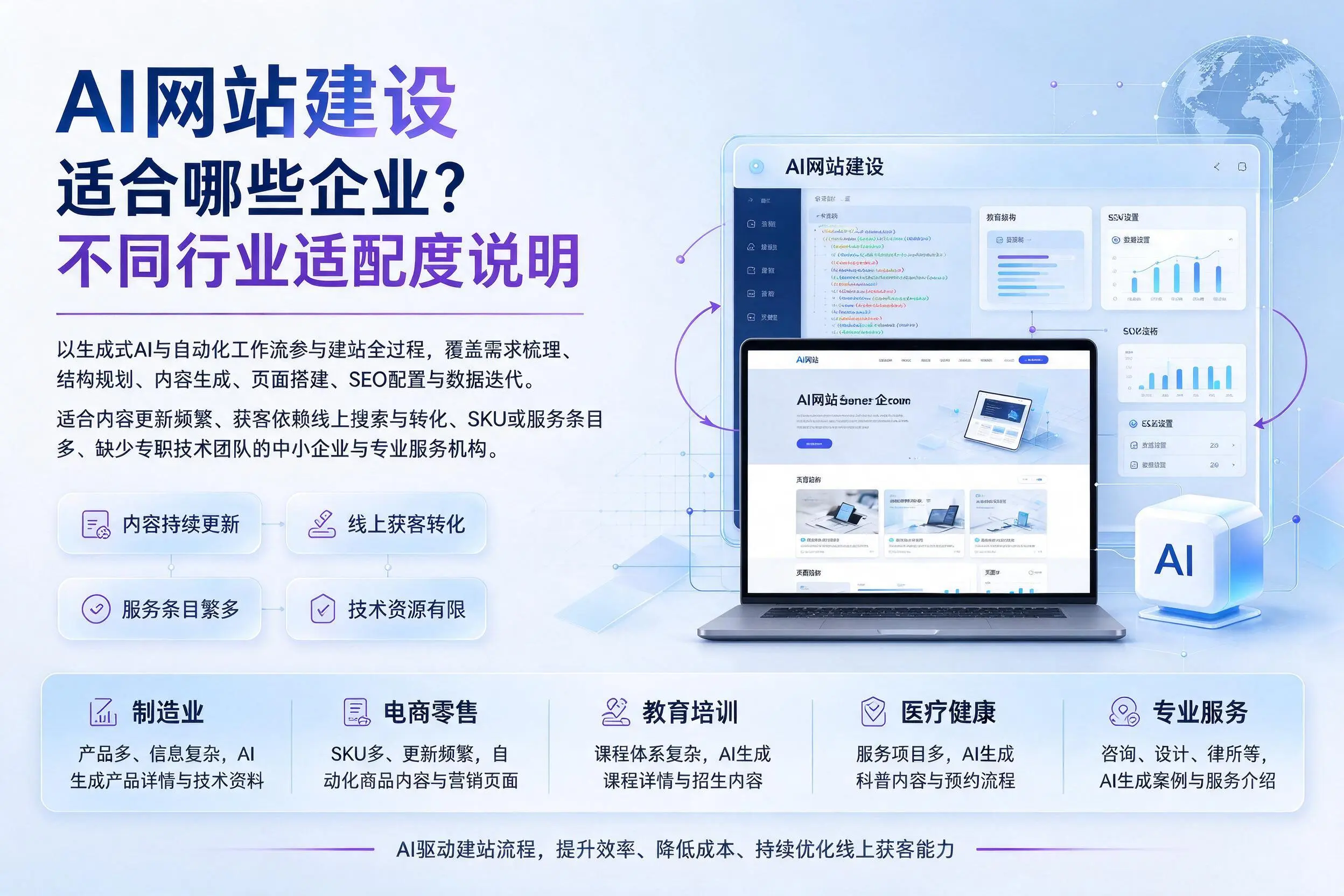 AI网站建设适合哪些企业？长治不同行业适配度说明